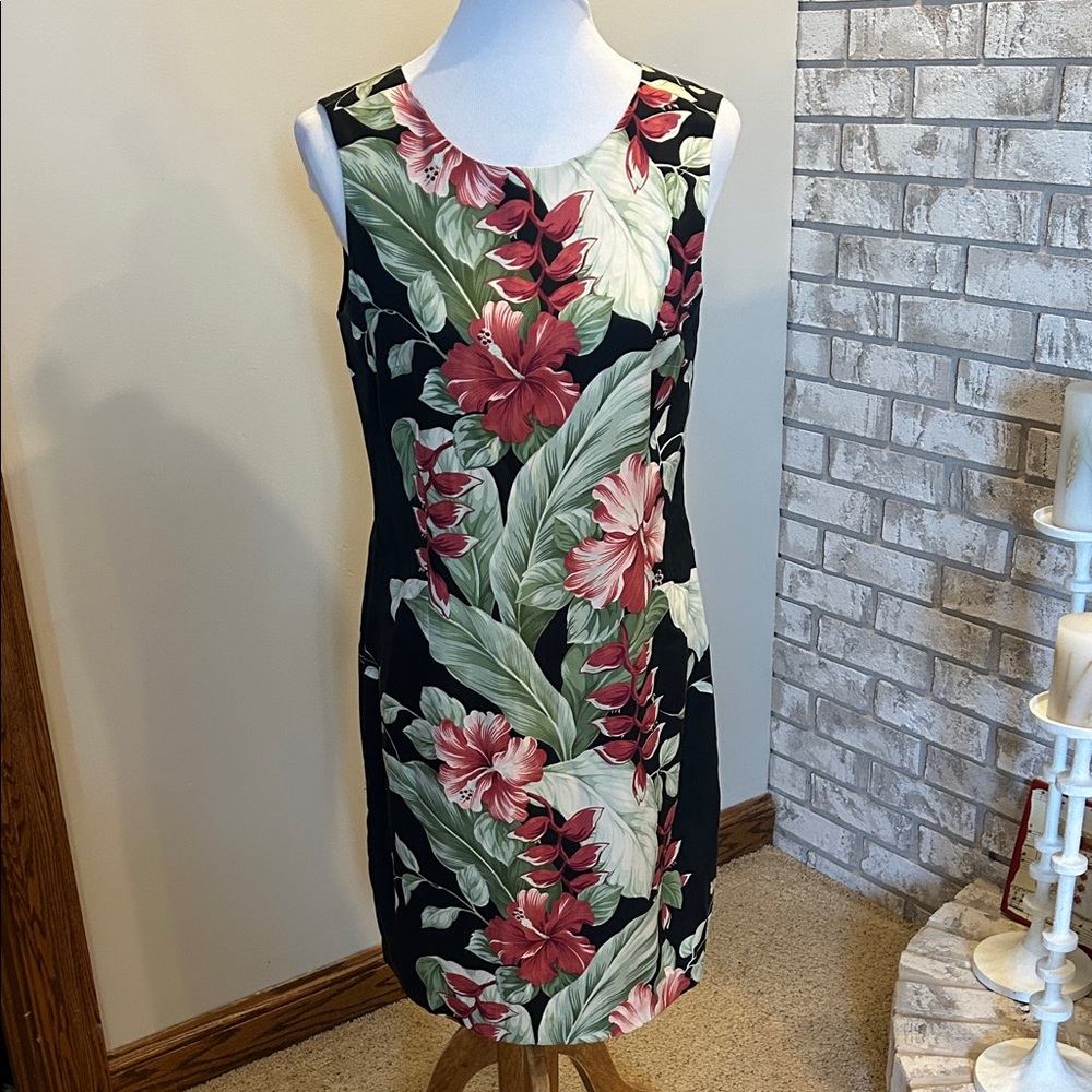 Tommy Bahama black  and pink Floral Midi Dress